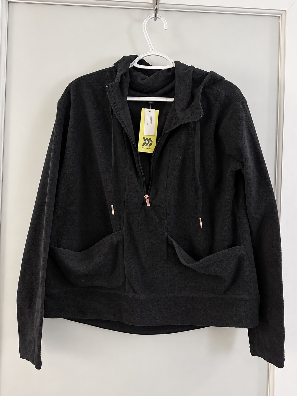 Women Black Half-Zip Fleece Hoodie